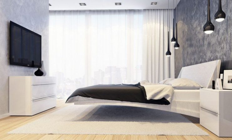 Серая Спальня С Белой Мебелью Фото