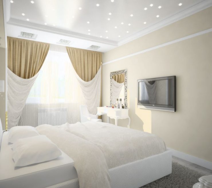 Unutrašnjost spavaće sobe u svijetlim bojama: dizajnerica Natalya Nemova 
