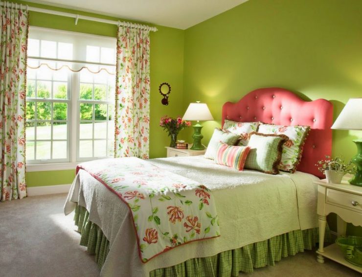 Зеленые Обои В Спальне Фото В Интерьере