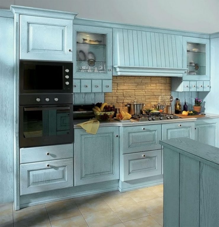 Кухня Серо Голубая Фото Дизайн