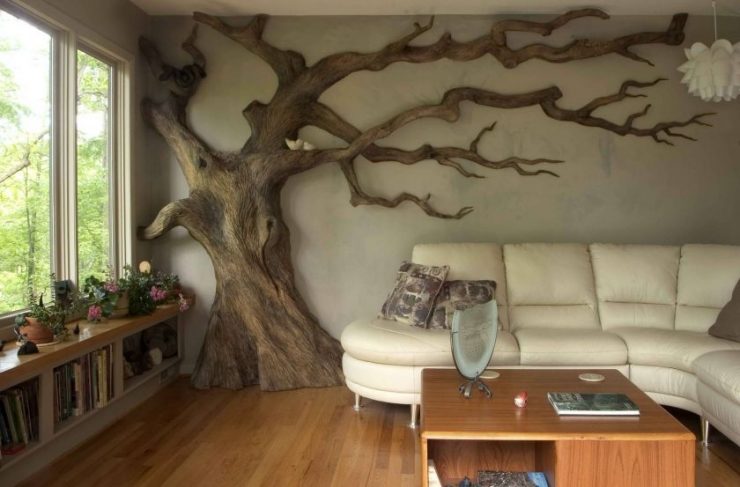 Дерево на стене своими руками в интерьере