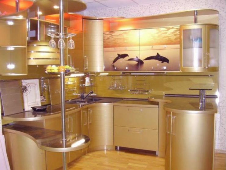 Кухня Бело Золотая Фото