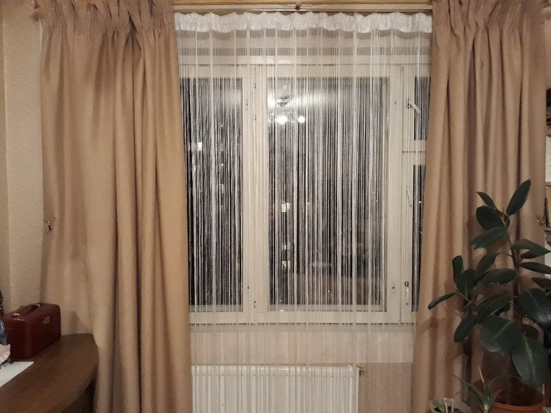 Нитяные шторы с тюлью в интерьере - 62 фото